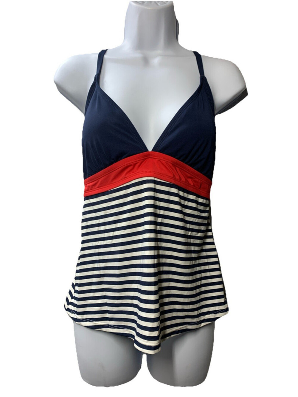 Carve Designs Stinson Womens Tankini Nylon Stretch Pullover Large Red White Blue
